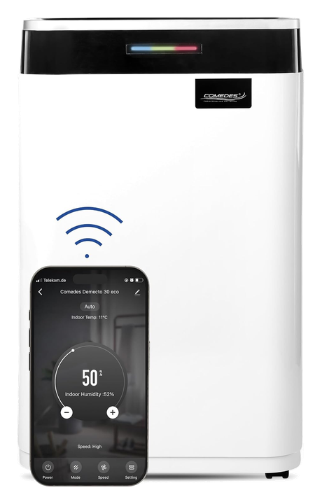 Comedes Demecto 30 eco WiFi – Kompressor-Luftentfeuchter, 25 Liter pro Tag