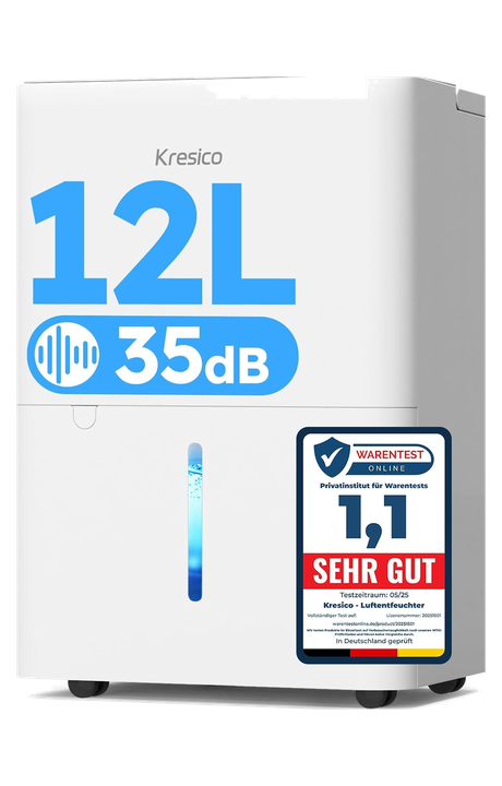 Kresico xWolei KD12-201226 – Kompressor-Luftentfeuchter, 12 Liter pro Tag