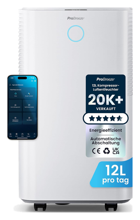 Pro Breeze OmniDry PB-D-18-WF – Kompressor-Luftentfeuchter, 12 Liter pro Tag